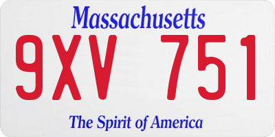 MA license plate 9XV751