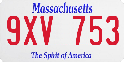 MA license plate 9XV753