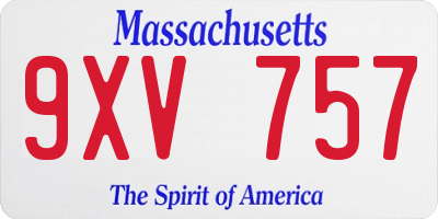 MA license plate 9XV757