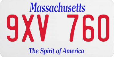 MA license plate 9XV760