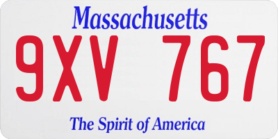 MA license plate 9XV767