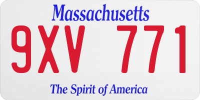MA license plate 9XV771