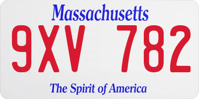 MA license plate 9XV782