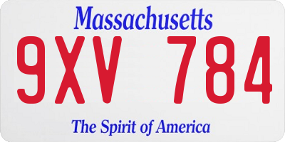 MA license plate 9XV784