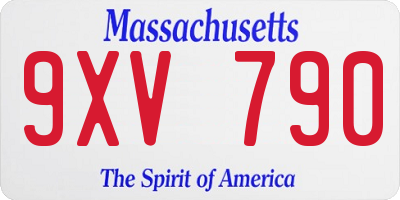 MA license plate 9XV790
