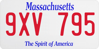 MA license plate 9XV795