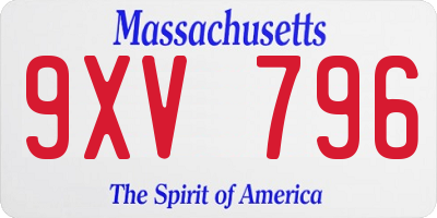 MA license plate 9XV796