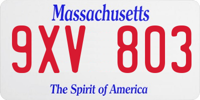 MA license plate 9XV803