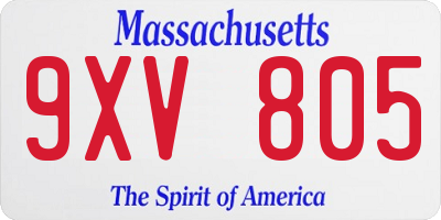 MA license plate 9XV805