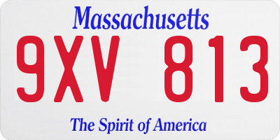 MA license plate 9XV813