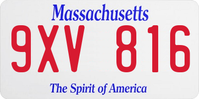 MA license plate 9XV816