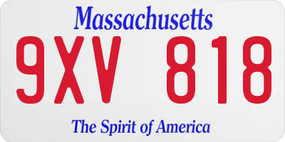 MA license plate 9XV818