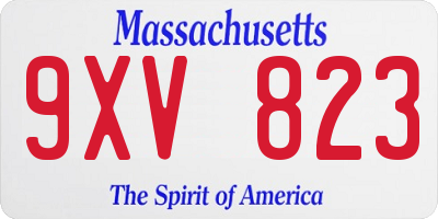 MA license plate 9XV823