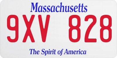 MA license plate 9XV828