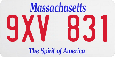MA license plate 9XV831