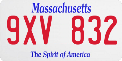 MA license plate 9XV832