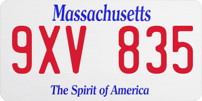 MA license plate 9XV835