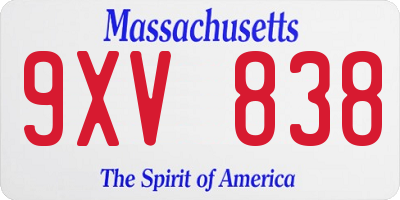 MA license plate 9XV838