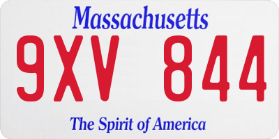 MA license plate 9XV844
