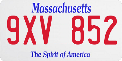 MA license plate 9XV852