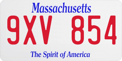 MA license plate 9XV854