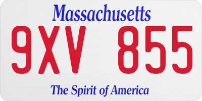 MA license plate 9XV855