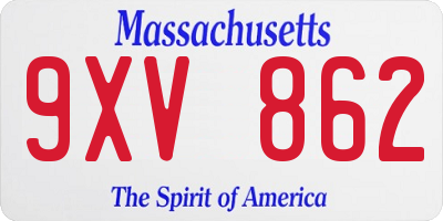 MA license plate 9XV862