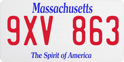 MA license plate 9XV863