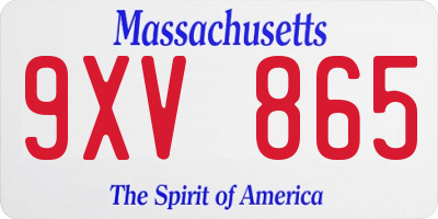 MA license plate 9XV865