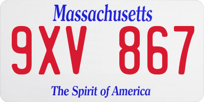 MA license plate 9XV867