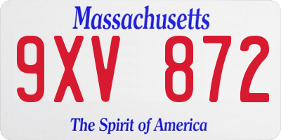 MA license plate 9XV872