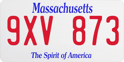 MA license plate 9XV873
