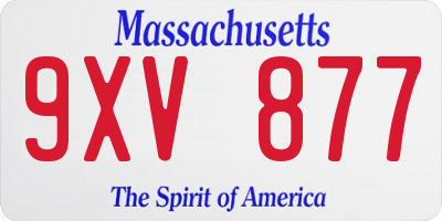 MA license plate 9XV877
