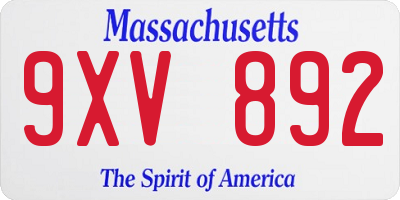 MA license plate 9XV892