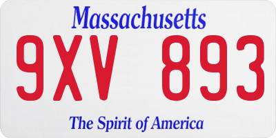 MA license plate 9XV893