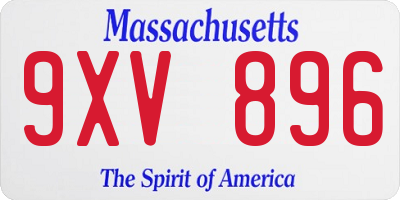MA license plate 9XV896
