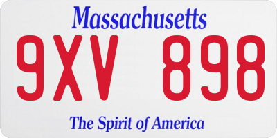 MA license plate 9XV898