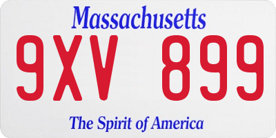 MA license plate 9XV899
