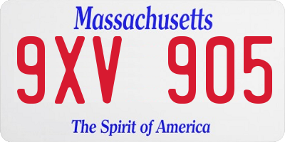 MA license plate 9XV905