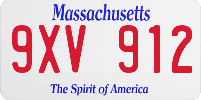 MA license plate 9XV912