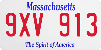 MA license plate 9XV913