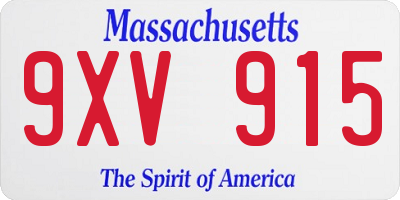 MA license plate 9XV915