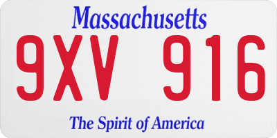 MA license plate 9XV916