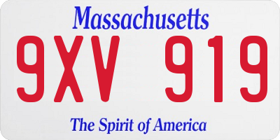 MA license plate 9XV919