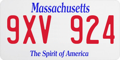 MA license plate 9XV924