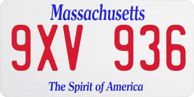 MA license plate 9XV936