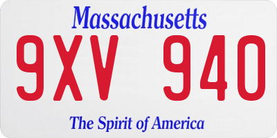 MA license plate 9XV940