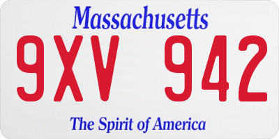 MA license plate 9XV942