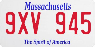 MA license plate 9XV945