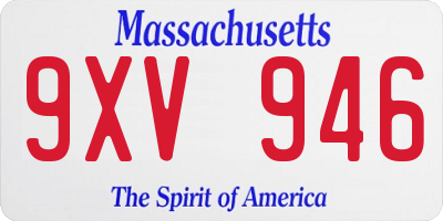 MA license plate 9XV946